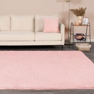 OHS Roze tapijt voor slaapkamer, hoogpolig tapijt, laagpolig tapijt, antislip zacht pluizig tapijt voor woonkamer, interieur en woonkamer, decoratief, 80 x 150 cm