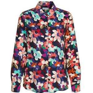 Seidensticker Damesblouse, modieuze blouse, regular fit, hemdblousekraag, lange mouwen, 100% viscose, blauw, 36