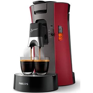 Philips Senseo Select Koffiepadapparaat - 3 Koffievariaties (Mild, Sterk of Krachtige Espresso) - Zet 1 of 2 Kopjes Tegelijk - 0.9 Liter Waterreservoir - Verstelbare tuit - Eco - Rood - CSA240/90