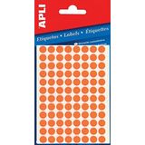 APLI 2080 - Etiketten minizakje fluorescerend oranje Ø 8,0 mm 3 vellen