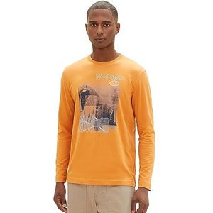 TOM TAILOR T-shirt met lange mouwen voor heren, 32243 - Tomato Cream Oranje, 3XL