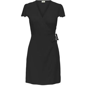 Jdy - Sezen Life S/S WVN Dia - Wikkeljurk - Zwart - Midi-jurk voor Volwassenen