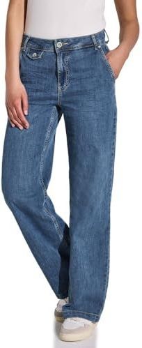 STREET ONE Jeans met brede pijpen, Zacht medium gewassen, 33W / 30L