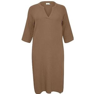 Kaffe Curve Plus-Size casual jurk voor dames, met mouwen, knielengte, V-hals, Soft Silt, 40/Grote maten