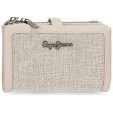 Pepe Jeans Maddie portemonnee met kaarthouder, beige, 14,5 x 9 x 2 cm, polyester met details van kunstleer, Beige, Cartera con Tarjetero, Portemonnee met kaartenvak