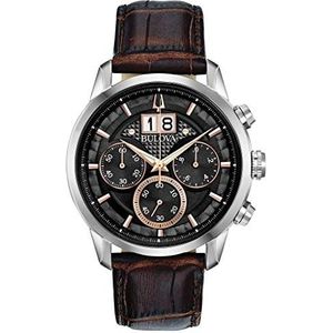 Bulova heren chronograaf kwarts horloge met lederen armband 96B311
