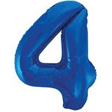 Unique Party 55744 Gigantische folieballon, 86 cm, blauw, cijfer 4