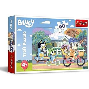 Trefl - Bluey, Vrolijke Bluey - Puzzel met 60 stukjes - Kleurrijke puzzel met de helden van de cartoon, Creatieve ontspanning, Plezier voor kinderen vanaf 4 jaar