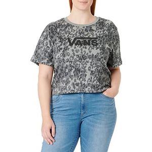 Vans Cheetah Crop T-shirt voor dames, asfalt, XXS, Asfalt, XXS