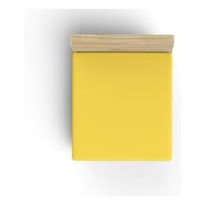 Premium Ranforce Single Fitted Sheet, donkergeel, 100% katoen, 100 x 200 + 30 cm, 117 gr/m², zacht, duurzaam, perfect voor gezellige slaapkamers, twin