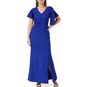 Gina Bacconi Maxi-jurk voor dames, V-hals, strik aan de mouwen, cocktailjurk, Kobalt, 46