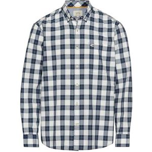 camel active Herenhemd in regular fit, geruit overhemd met lange mouwen van 100% katoen, donkerblauw, S