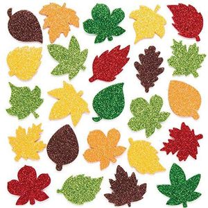 Baker Ross AR656 Leaf Glitter Stickers - Pack van 144, versieringen en stickers voor knutselactiviteiten in de herfst