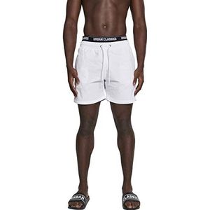 Urban Classics Heren zwembroek Two in One Swim Shorts, zwemshorts voor mannen verkrijgbaar in 3 kleuren, maten S - XXL, wit (wit/zwart/wit 00863), M