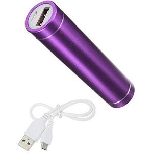 Externe accu voor Honor 20, universeel, powerbank, 2600 mAh, met USB-kabel, Mirco USB, noodtelefoon (violet)