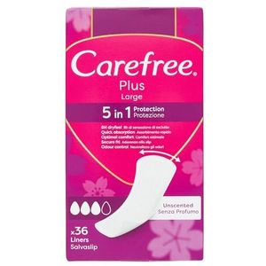 Carefree Inlegkruisjes Plus Large zonder parfum, extra brede damesslip met 5-in-1 bescherming voor 8 uur droog gevoel, ultradunne inlegkruisjes zonder geur, voor dagelijks gebruik, 36 inlegkruisjes