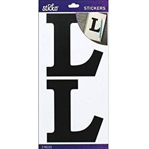 Sticko Basic Zwart Monogram Stickers-L, andere, Multi kleuren, 0.25x11.43x22.22 cm