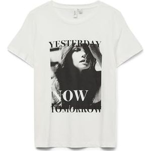 VERO MODA Dames Vmdabe S/S O-Neck T-shirt JRS Btq Ga, wit (snow white), M