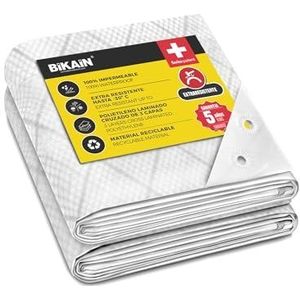 Bikain - Waterdicht dekzeil voor buiten - model BI051LOBL - Versterkte gelaste gaten - 3-laags kruisgelamineerd polyethyleen - 120 g/m²-2 x 3 m - Wit - Volledige bescherming - Extra sterk