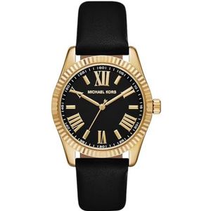 Michael Kors Lexington Horloge voor dames, kwartsuurwerk met horlogeband van roestvrij staal of leer, Zwart en grijstint
