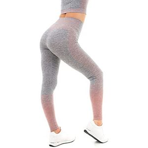 M17 Womens Dames Leggings Soft Touch Sterke Absorptie Gradiënt Streep Naadloze Sport Yoga Gym Fitness Running Broek, Grijs Marl Roze, M