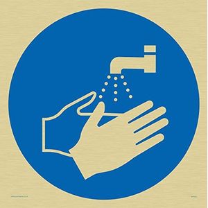 Hand wassen symbool teken - Vinyl Gold sticker