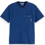Scotch & Soda Washed Indigo Regular Fit Embroidery T-shirt Met Korte Mouwen