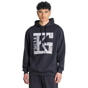 Gianni Kavanagh Zwarte overlap oversized hoodie, BlackXL, Zwart, XL