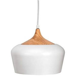 Pauleen 48147 Pure Delight hanglamp in wit hanglamp met houtlook Scandinavisch design lamp max 40W E27 wit 230V metaal