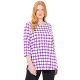 Ulla Popken - Shirt - Orchidee/Wit - T-shirt - Driekwart Mouw - Normale Pasvorm