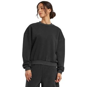 Build Your Brand Dames sweatshirt Ladies Vintage Heavy Crewneck, casual trui voor vrouwen, maten XS - 5XL, zwart, M