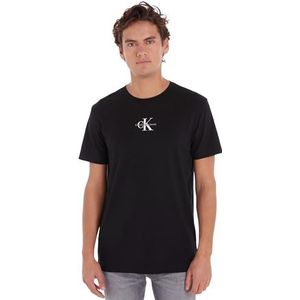 Calvin Klein Jeans Heren T-shirt met korte mouwen Monologo Regular Organic Cotton, Zwart, S