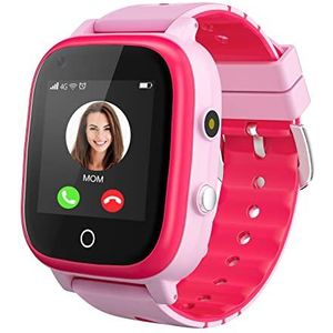 4G Smartwatch voor meisjes en jongens, IP67 waterdicht, wifi, touchscreen, videogesprekken, GPS, SOS, voor kinderen van 3 tot 14 jaar, verjaardagscadeau (roze)