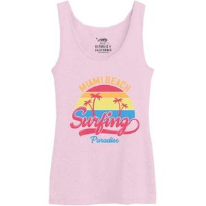 Republic Of California WOREPCZTK030 Miami Beach Surfing Paradise Tanktop voor dames, roze, XS, Roze, XS