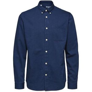 Selected Homme Heren Slhregrick Denim Shirt Ls S Noos overhemd, donkerblauw (dark blue denim), S