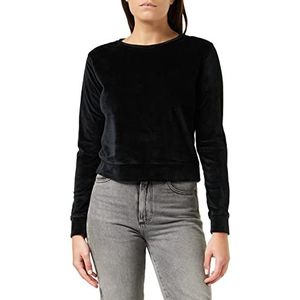 Urban Classics Dames Short Velvet Crew Sweatshirt, zwart (black 7), XS