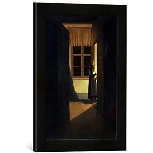 Ingelijste afbeelding van Caspar David Friedrich The Woman with The Candlestick, 1825"", kunstdruk in hoogwaardige handgemaakte fotolijst, 30 x 40 cm, mat zwart