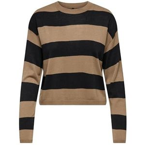 Onlderry Ls Stripe O-Neck KNT, Toasted Coconut, XL