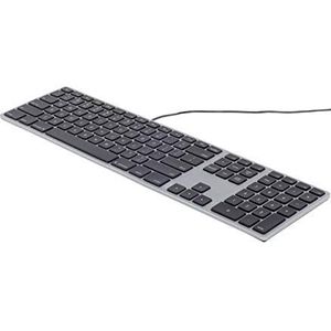 Matias FK318B-DE aluminium uitgebreid USB-toetsenbord/toetsenbord voor Apple Mac OS | QWERTZ | Duits | met responsieve platte toetsen en extra cijferblok | Space-Grey