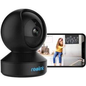 Reolink WiFi veiligheidscamera babyfoon 3MP HD indoor surveillance 2.4GHz draadloze camera's voor veiligheid thuis pan tilt nachtzicht tweewegsaudio bewegingssensor, E1(Zwart)