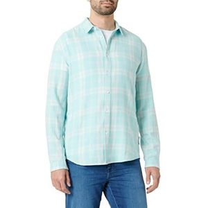 TOM TAILOR Denim Uomini Shirt met ruitpatroon 1033729, 30791 - Light Dusty Blue White Check, XS