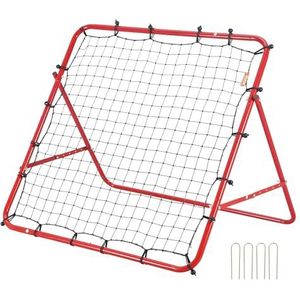 VEVOR Voetbal rebounder net 100 x 100 cm, draagbare sport springmuur voor honkbal basketbal, verstelbaar voetbaldoel, rebounder kickback doel van stalen frame en PE-net, Rood, 100 x 100 cm, Modern