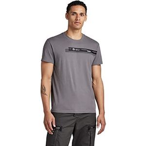 G-STAR RAW Heren Double Logo Tape T-Shirt, Grijs (Granite 336-1468), XS