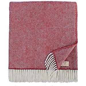 Linen & Cotton Wollen Deken Multifunctionele Sprei Bedsprei Alaska met Ruitpatroon - 100% Nieuw-Zeelandse Wol, Bordeaux Rood (140 x 220 cm) Bankdeken Plaid Bed Bank Tweepersoons Dekbed Winterdekbed