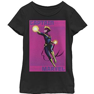 Marvel Halftone Captain Marvel T-shirt voor meisjes, zwart, XL