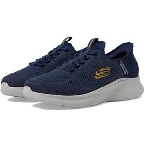 Skechers Skech-lite Pro heren Sneaker, Navy Mesh Gele Trim, 41.5 EU