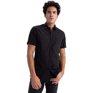 DeFacto Kurazarm hemd voor heren met korte mouwen, zwart, 3XL