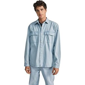 Springfield jeanshemd overhemd, lichtblauw, normaal voor heren, Lichtblauw, M