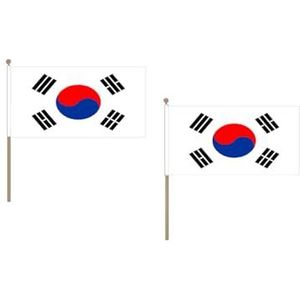 AZ FLAG Vlag van Zuid-Korea 45 x 30 cm HAMPE van hout - Set van 10 Koreaanse vlaggen 30 x 45 cm