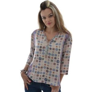 ESPRIT dames loose fit blouse satijn tuniek met mozaïekprint 034EE1F027